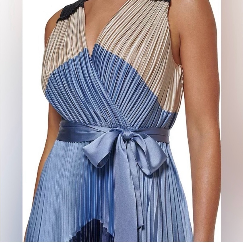 DKNY Sleeveless Pleated Maxi Dress Color block Size 6 NWT Formal, Wedding, - Picture 2 of 12